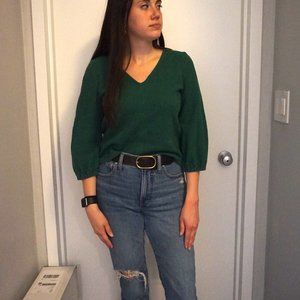 Madewell Green V-Neck Top